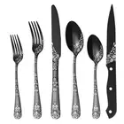 48-Piece Silverware Set with Steak Knives, Black Flatware Set for 8, Stainles...