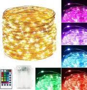 39Ft 120 LED Fairy Lights Battery Operated, RGB Color Changing String Light with