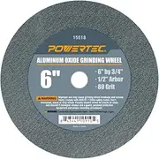 POWERTEC 15518 Bench and Pedestal Grinding Wheels, 6 Inch x 3/4 Inch, 1/2 Arbor, 80 Grit, Aluminum Oxide Bench Grinder Wheel for Bench Grinder, 1 Pack