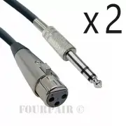 2 Pack - 100ft XLR 3-Pin Female to 1/4" Stereo TRS Shielded Microphone Mic Cable