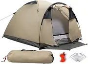 Mountview Camping Tent Waterproof Family Outdoor Portable 2-3 Person Hike Tents Sun Shade Shelter with Pegs Ropes Carry Bag Beige