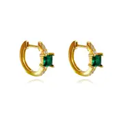 Culturesse Loxi Austrian Zircon Sterling Silver Hoop Earrings 18k Gold Plating