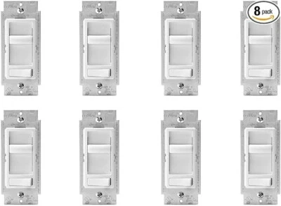 Leviton 6674-10W SureSlide Dimmer Switch For Incandescent, CFL &LED White 8-PACK