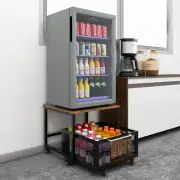 Mobile Mini Fridge Stand with Storage, Lockable Wheels, Drawer & Basket