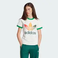 在飛比找momo購物網優惠-【adidas 愛迪達】上衣 女款 短袖上衣 運動 三葉草 