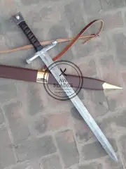 Hand Forged Viking Sword Damascus Steel Battle Ready Medieval with Scabbard
