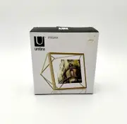Umbra Prisma Picture Frame 4x4 Photo Display for Desk Tabletop New Brass Finish