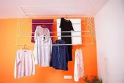 NR Industries Stainless Steel Heavy Duty (6 Pipe X 4 Feet) UV Protected Nylon Ropes Ceiling Cloth Dryer/Hanger/Drying Stand for Balcony