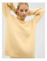 [Seed Heritage] Longline Rib Roll Neck Knit Jumper in Yellow