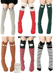 [Gellwhu] Girls Knee High Socks Gifts Cotton Mid Calf Long Boot Socks Stockings