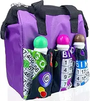 Bingo Dauber Bag Bingo Bags with Pockets on Clearance Bingo Accessories for Women Carry Storage Bag Gifts for Bingo Game Lovers Tote Bag for Bingo Markers (Purple)