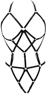 [LIVE4COOL] Women Harness Elastic Cupless Cage Bra Adjustable Hollow Out Strappy Set Sexy Strap Belt