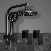 Cefito 9'' Rain Shower Head Set Handheld Round High Pressure Twins Tap Black