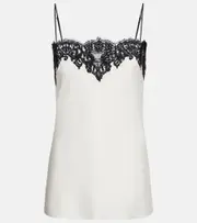 [Stella McCartney] Stella McCartney Lace-trimmed satin camisole AU 2 white