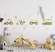 Construction Set Australian Design Hand Painted Peel & Stick, Removable Wall Decal. Nursery, Kids Playroom, Kids Teens Bedroom