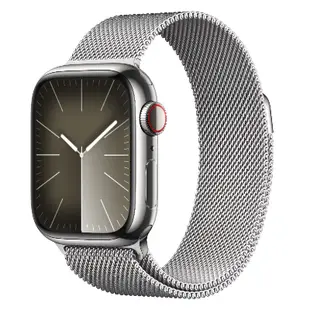 Apple Watch Series 9 GPS + 流動網絡 41mm 銀色不鏽鋼錶殼 智能手錶 配銀色鋼織手環 MRJV3ZA/A 香港行貨