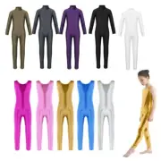Girls Metallic Full Body Unitard Ballet Gymnastics Leotard Jumpsuit Dancewear