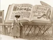 *Postcard-"Lady Stands in Front Of -Entering Chicago Billboard- (RB17-S2)-