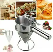 Stainless Steel Funnel Batter Dispenser Pancake Cupcake Waffle Tool With Stand