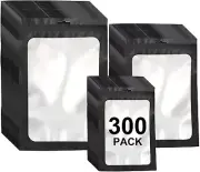 300 Pack 3 Sizes Resealable Bags Food Storage - Black 3x4.7 4x6 4.7x7.9