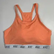 Nike Swoosh Training Soft Tee Sports Bra Dri-FIT Orange 1-Piece Pad Sz Large NWT