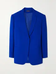 [DAVID KOMA] DAVID KOMA - Oversized Wool-crepe Blazer - Blue - UK 14 UK 14 Blue