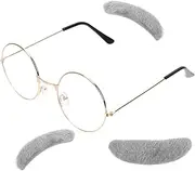 Beavorty 1Set Old Man Costume with Fake Eyebrows and Glasses for Day of School Halloween and Fancy Dress Parties Lightweight Comfortable Durable Grandpa Dress