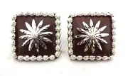 Sierra Flower Silver Bridle Loop Square Conchos Pair Hansen Western Gear Horse