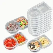 Double Compartment Condiment Container Set, 10PCS Reusable Snack Pack with Lids Leakproof, Microwave Safe for To-Go Sauces, Travel & Meal Prep