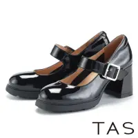 在飛比找momo購物網優惠-【TAS】復古典雅漆皮高跟瑪莉珍鞋(黑色)