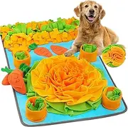Dog Slow Feeder - Dog Enrichment Toys | Interactive Carrot Farm Treat Dispenser, Chew-Resistant Snuffle Mat for Sensory Stimulation