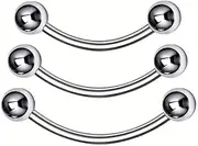 [Niaspi] 3Pcs 16G Stainless Steel Snake Eyes Tongue Piercing Jewelry Curved Barbell Tongue Rings Lip Rings Rook Cartilage Earrings Eyebrow Belly Piercing Jewelry for Women Men, 14G, Stainless Steel, no
