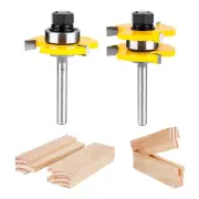 KOWOOD Tongue and Groove Set of 2 Pieces 1/4 Inch Shank Router Bit 3 Teeth Adjus