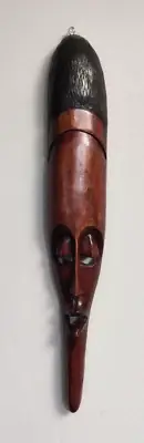 African Traditional Wooden Wall Hanging Mask Home Decor Tribe Uganda -- 20 in