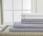 Parker & Quinn 6 Piece Sheet Set - Queen Denim Blue Print & Embroidered Fancy