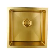 440x440x205mm Brushed Yellow Gold 304 Stainless Steel Single Bowl Kitchen Laundry Sink Basin