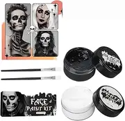 Black White Face Body Paint Set,Halloween Cosplay SFX Makeup Kit,for Makeup and Makeup for Vampires,Zombies,Skeletal Faces,Clowns,etc