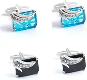 [Generic] Cufflinks 2 Pairs Of Silver Square Cufflinks Men's French Shirt Cufflinks