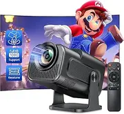 Smart Projector - 2025 New【Android 11.0 & 4K Full HD Support】Home Theater Projector Native 1080P with WiFi 6, BT 5.2, 180° Adjustable Stand, Auto Keystone Correction, for Phone/TV Stick/Laptop, Black