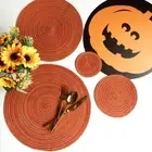 4pcs Braided Round Placemats Coasters Table Place Mat for Dining Table