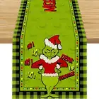 Linen Green Christmas Table Runner Merry Christmas Tablecloth Christmas Xmas Win