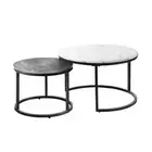 NNEED Set of 2 Coffee Table Round Nesting White & Grey