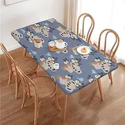 Animal Koala Floral Flower Rectangular Tablecloth Table Cover for 4 Foot Tables, Waterproof Fitted Elastic Edged Table Cloth for Indoor Outdoor Party Wedding Picnic Patio, 4 Ft/48x30 inch