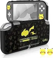 DLseego Case for Switch Lite,Protective Soft Case Cover,with Joystick Cover 2 Lightning Elf Thumb Grip Caps,Anti-scratch and Shock Absorption,Black