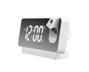 Alarm Clock - Bedroom Projection Alarm Clock, Digital Alarm Clock Radio Dimmer And Usb Charging Port, 180° Rotatable Projector—White