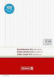 Brunnen 102240100 Index Card (A4 Lined, Pack of 100, Shrink-Wrapped) White