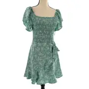Melrose and Market Smocked Dress Green Floral NWT Prairie Boho Demure Stitch Fix