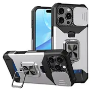 For iPhone 16 Pro Max Case, Camera Protection with Card Slot Cover, Silver