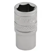Draper 11/32" 1/4"D Imperial Socket Standard Length Chrome 6 Point Knurled 16523