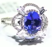 3.40CT 14K Gold Natural Tanzanite Diamond Vintage Halo Antique Engagement Ring